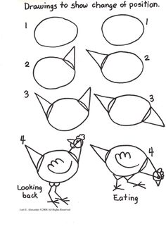 the instructions for how to draw an animal with different shapes and sizes, including eyes