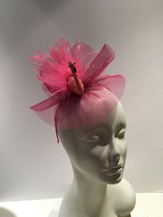 Pink Bird Fascinator- Ostrich Feather Headband- Derby -Wedding- Day At The Races- Melbourne Cup- Hello, This flamingo feather head piece is perfect to be worn at a day at the races, a garden party or just for fun! A great gift for a flamingo lover and collector. This fascinator has a flamingo bird that has a plastic body covered with feathers. It's 3 inches high with coral ostrich feathers. It has great movement. It's on a horse hair net base. Net comes in colors: Pink (Shown) White Ivory Black Fitted Pink Fascinator With Feather Trim, Fitted Pink Mini Hat With Feather Trim, Spring Ostrich Feather Fascinator With Feather Trim, Pink Feather Trim Fascinator For Wedding, Ostrich Feather Fascinator For Royal Ascot Party, Spring Ostrich Feather Trim Fascinator, Summer Party Hair Accessories With Feather Trim, Fitted Party Headpiece With Ostrich Feathers, Ostrich Feather Trimmed Costume Hat For Wedding