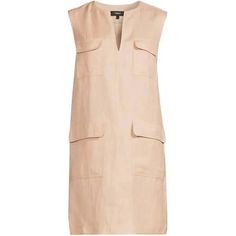 Utilitarian Linen-Blend Shift Dress In Rose Quartz With Dual Chest Pockets And Two Front Pockets Split Neckline Shift Silhouette Sleeveless Zip Closure Four Flap Pockets 62% Linen & 38% Viscose Line Through Brand Tag To Prevent Store Return Chic Midi Dress With Slip Pockets For Work, Workwear Midi Dress With Slip Pockets, Shift Dress With Pockets For Work, Linen Workwear Dress, Spring Workwear Dress With Slip Pockets, V-neck Midi Dress With Pockets For Work, V-neck Work Dresses With Pockets, Spring Linen Mini Dress For Work, Casual Sheath Mini Dress For Work