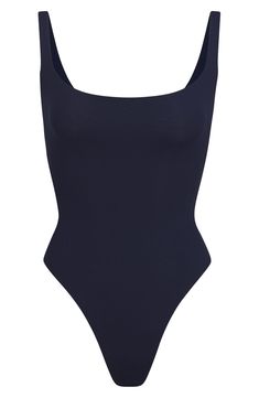 Sculpt your body's natural shape with a sleeveless bodysuit from Kim Kardashian's SKIMS that holds you in and lifts you up in all the right places. Reflecting the brand's passion for highly technical shapewear solutions for every body, this everyday piece has a whisper-soft, seamless construction, high-cut legs and a thong back that remains invisible under clothing. Square neck Sleeveless Snap gusset Lined 76% polyamide, 24% elastane Machine wash, tumble dry Imported Square Neck Bodysuit For Beachwear, Square Neck Bodysuit With Lined Body, Fitted Black Bodysuit With Square Neck, Solid Square Neck Bodysuit With Seamless Construction, Stretch Bodysuit With Built-in Bra And Square Neck, Postpartum Support, Square Neck Bodysuit, Diy Kits Gift, Sleeveless Bodysuit