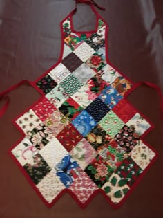 an apron made out of patchwork material