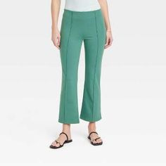 Women's High-rise Slim Fit Cropped Kick Flare Pull-on Pants - A New Day™ Brown Xs : Target High-waisted Elastane Wide Leg Pants For Summer, Ankle-length Elastane Dress Pants For Summer, Summer Ankle-length Elastane Dress Pants, Fitted Elastane Dress Pants For Summer, Mid-rise Wide Leg Pants For Spring Day Out, Green Stretch Ankle-length Pants, Summer Straight Leg Elastane Bottoms, Spring Straight Leg Elastane Dress Pants, Spring Relaxed Fit Mid-rise Dress Pants