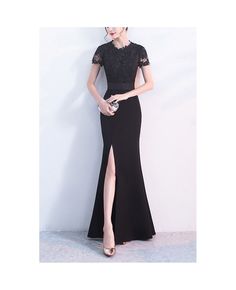 Get 10% off now! Buy Formal Long Black Evening Dress Split Front With Short Sleeves at cheap price online. Free stable shipping and pro custom service since 2009. Formal Split Dresses For Prom Season, Black Short Sleeve Dress For Banquet, Black Short Sleeve Prom Dress, Black Short Sleeve Dress For Prom Season, Black Short Sleeve Dress For Prom, Short Sleeve Gala Dress With Sweep Train, Black Long Evening Dress For Banquet, Gala Dresses With Sweep Train And Short Sleeves, Sweep Train Short Sleeve Gala Dress