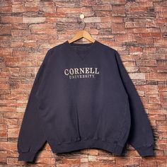 Vintage Cornell University Sweatshirt Cornell Crewneck Cornell Pullover Cornell Jumper Cornell Sweater Embroidery Logo Blue Color Men's M Label : Gear For Sports Label Size : M (refer the measurement) Made in Honduras Materials from 80% Cotton 20% Polyester Used Item With Condition 7/10 Refer Picture. No Stain and No Holes. Lay Down Flat Measurement : - Width (armpit to armpit) and: 24 Inches - Length (shoulder to end of garment): 25 Inches We are selling used clothing with good condition. DO NO College Crew Sweater With Embroidered Logo, Sweater Embroidery, Embroidery Sweater, Cornell University, University Sweatshirts, Used Clothing, Embroidery Logo, Halloween Shopping, Sweat Shirt