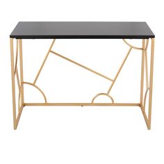 a black and gold metal desk on a white background