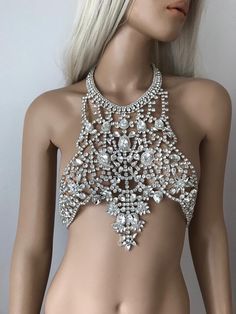 Crystal Body Accessory, Shoulder Chain, Wedding Body Jewelry, Rhinestone Bra, Bridal Body Chain Body Necklace, Bell Dance, Crystal Bralette - Etsy Crystal Bralette, Bride Gloves, Wedding Body, South Asian Aesthetic, Wedding Anklets, Body Necklace, Rhinestone Bra, Lace Sandals, Asian Aesthetic