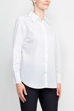 This Grand & Greene top is an opulent piece designed with exquisite pearl button detail. Crafted from lightweight rayon, it boasts a grand collar neck and long cuffs on the sleeves, perfect for a luxurious evening ensemble. Elegant Workwear Tops With Button Closure, Elegant Formal Shirt With Collared Neckline, Elegant Tops With Buttons And Collared Neckline, Elegant Tops With Button Closure, Blouse With Buttons And Fold Down Collar, Elegant Office Wear Blouse With Placket, Elegant Button-up Tops With Button Cuffs, Timeless Blouse With Fold Down Collar For Daywear, Classic Collared Blouse With Button Cuffs