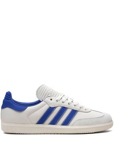 white/royal blue leather signature 3-Stripes logo contrasting heel counter round toe front lace-up fastening logo-embossed tongue branded insole rubber sole These styles are supplied by a premium and authenticated sneaker marketplace. Stocking only the most sought-after footwear, they source and curate some of the most hard to find sneakers from around the world. Navy Sneakers, Aviator Watch, Balenciaga Track, Office Bag, Aesthetic Shoes, Balenciaga Triple S, Pharrell Williams, Adidas X, Summer Beach Wear