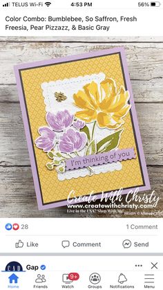 a card with some flowers on it