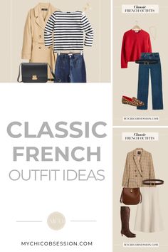 Does the idea of “French fashion” seem overwhelming when it comes to applying the French girl style to your own wardrobe? Well, luckily for you, you can recreate 20 classic French outfits with wardrobe essentials you probably already have in your closet. With a little flexibility, you can take inspiration from the looks below to put together classic French outfits that would seamlessly blend in on the streets of Paris. Parisian style, Parisian fashion, Parisian chic, French style Casual Classic Outfits For Women, France Fashion Parisian Style, French Womens Fashion, French Elegance Fashion, French Outfit Style, Classic French Outfits, Nail Trends Short, Parisian Chic Style Winter, French Fall Outfits