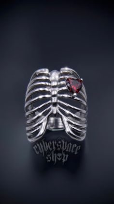 RIBCAGE RING Goth Rings Aesthetic, Alt Rings, Emo Rings, Strange Rings, Goth Rings, Goth Ring, Ring Tattoo, Red Ring, Edgy Jewelry