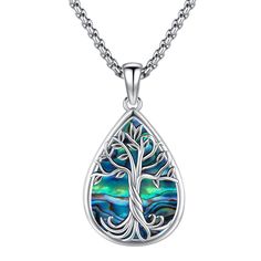 PRICES MAY VARY. The pendant is made of genuine 925 sterling silver and features exquisite natural abalone shell inlays. Hand crafted. Each piece has a unique grain pattern, and the abalone shells exhibit stunning luster under different lighting conditions. CHAIN LENGTH：20"+2" extender = 56 cm | PENDANT WEIGHT：Approximately 5 Grams | PENDANT HEIGHT：1.42" = 36 mm | PENDANT WIDTH: 0.79" = 20 mm | LOBSTER-CLAW CLOSURE | Featuring an adjustable chain length, this necklace is perfect for effortlessly Abalone Shell Inlay Jewelry For Gifts, Moon Goddess Necklace, St Christopher Necklace, Abalone Jewelry, Abalone Necklace, St Christopher Pendant, Tree Of Life Jewelry, Cremation Necklaces, Family Tree Necklace