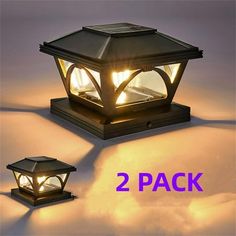 2 pack solar powered outdoor post lights