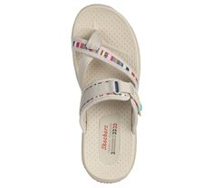 Walk the trails in colorful style and comfort with Skechers Reggae - Baja Sunrise. This strappy toe thong sandal features a multicolor web fabric upper with an adjustable strap. | Skechers Women's Reggae - Baja Sunrise Sandals | Medium Width | Cushioned comfort footbed | Lightweight flexible shock-absorbing Reggae midsole | Crafted with 100% vegan materials | Multicolor web fabric upper | Strappy trail sandal with toe loop | 1-inch heel height | Machine washable | Skechers Multicolor Adjustable Sandals, Adjustable Multicolor Sport Sandals For Summer, Multicolor Synthetic Sandals With Arch Support, Casual Multicolor Sandals With Adjustable Strap, Multicolor Cushioned Sandals For Outdoor, Multicolor Adjustable Strap Sandals, Adjustable Textile Sandals With Cushioned Footbed, Adjustable Multicolor Sport Sandals For Spring, Multicolor Sandals With Arch Support For Summer