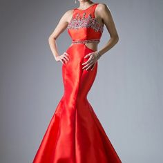 Red Fishtail Gown With Fitted Bodice, Red Floor-length Gown With Fitted Bodice, Red Fitted Bodice Floor-length Gown, Red Fitted Bodice Floor-length Evening Dress, Red V-neck Mermaid Dress For Evening, Red Dress Formal, Illusion Dress Prom, Red Formal Dresses, Satin Halter Dress