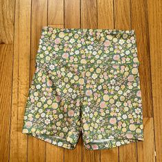 Like Brand New, Never Worn Stretch Multicolor Floral Print Shorts, Multicolor Stretch Floral Print Shorts, Multicolor Floral Print Shorts, Fitted Green Floral Print Bottoms, Fitted Bottoms With Lemon Print For Spring, Stretch Floral Print Shorts, Fitted Yellow Shorts With Elastic Waistband, Fitted Floral Print Shorts For Summer, Fitted Casual Shorts With Floral Print