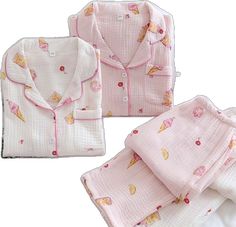 Comfortable Pink Bedtime Set, Sweet Cotton Long Sleeve Sets, Sweet Long Sleeve Cotton Sets, Cute Printed Cotton Sleepwear, Cute Cotton Sets For Home, Sweet Pink Sleepwear, Sweet Cotton Sleepwear For Pajama Party, Sweet Pink Sleepwear For Loungewear, Playful Printed Cotton Sleepwear