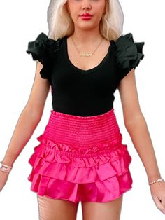 Feminine Ruffled Skirt For Night Out, Feminine Ruffle Skirt For Night Out, Trendy Ruffled Party Skirt, Ruffled Tiered Mini Skirt For Night Out, Tiered Ruffle Mini Skirt For Night Out, Flirty Ruffled Skirt, Pink Ruffled Skirt For Night Out, Chic Pink Ruffled Mini Skirt, Feminine High Waist Ruffled Mini Skirt