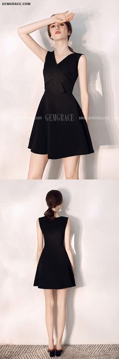 Simple Little Black Flare Party Dress Short With Vneck Short Homecoming Dresses Black, Homecoming Dresses Simple, Homecoming Dresses Cheap, Dresses Semi Formal, Trendy Dress Styles, Dresses In Black, Black Homecoming Dresses, Formal Homecoming Dresses, Long Homecoming Dresses