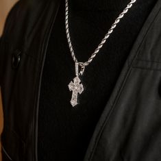 Introducing the Diamond Gothic Cross Pendant in 14k White Gold. This exclusive piece is fully iced out with hand-set stones in a detailed gothic cross design that will instantly elevate your look. Perfect for any occasion, this cross is a timeless symbol of faith and style. Pair it with the 4mm Rope Chain for a set that is guaranteed to turn heads! This product is guaranteed for life - GLD will repair the item should you experience any defects in craftsmanship or breakage. Specifications - 25mm Gothic Cross, Gothic Crosses, Timeless Symbol, Vermeil Jewelry, Cross Design, Custom Earrings, Cross Designs, Drop Necklace, Pendant Bracelet