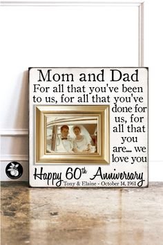 a frame with the words happy 60th anniversary and an image of a man and woman