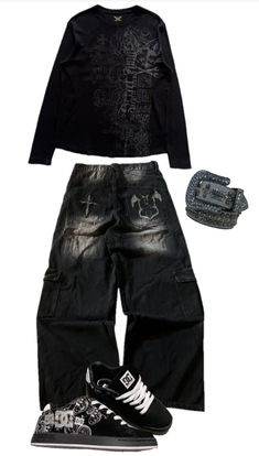 Mens Clothing Styles Emo, Tough Guy Outfit, Emo Streetwear Men, 2000s Alt Fashion, Summer Grunge Outfits, Affliction Clothing, Baggy Outfit Ideas, Outfits 2000s, Teen Swag Outfits