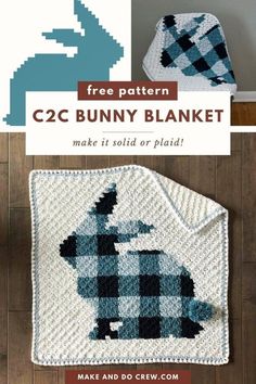 Learn how to crochet a bunny blanket with this free pattern from Make and Do Crew. With a free chart and clear photos, this pixel crochet blanket is the perfect beginner friendly corner to corner crochet pattern. Grab some Lion Brand Vanna's Choice yarn and follow along with the tutorial to create an adorable c2c crochet bunny blanket, and discover more baby blanket patterns today. | Graphgan