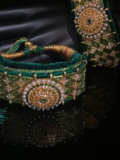 Green Velvet Pounchi ,Adorable Bracelet/ gold Bead Beaded, Resham Thread Velvet Bracelet, Beaded Bangles, Diamond Nose Ring, Silver Nose Ring, Gold Nose Rings, Adjustable Bangle, Black Choker, Gold Choker, Cute Bracelets