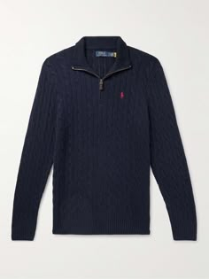 Shop POLO RALPH LAUREN Logo-Embroidered Cable-Knit Wool and Cashmere-Blend Half-Zip Sweater, Explore the latest in-season POLO RALPH LAUREN collection today on MR PORTER Nice Clothes For Men, Zip Sweater Outfit, Polo Sweaters Women, Ralph Lauren Half Zip, Sweater Outfits Men, Must Have Clothes, Mens Quarter Zip, Trendy Shoes Sneakers, Oxford Shirts