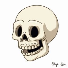 a drawing of a skull with one eye open