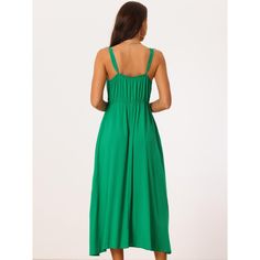 Designed with an adjustable strap, this midi dress allows you to adjust the strap to fit you well. This dress will flatter any body shape, making it a timeless addition to any wardrobe. This Boho dress can make you stand out in the crowd. Casual midi dress is perfect for casual, daily, vacations, beach, holidays, weddings, office, family gatherings, etc. Spring Midi Sundress With Adjustable Straps, Adjustable Straps Sundress, Midi Length Dress With Adjustable Straps For Daywear, Summer Midi Dress With Adjustable Straps For Daywear, Green Sleeveless Tie-back Slip Dress, Spring Midi Dress With Adjustable Straps For Daywear, Green Sleeveless Slip Dress With Tie Back, Green Sleeveless Suspender Dress, Casual Solid Sundress With Adjustable Straps