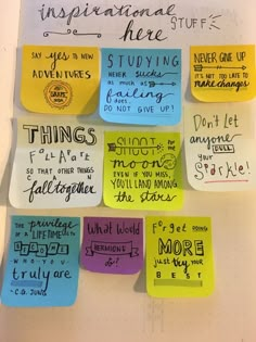 sticky notes with words written on them