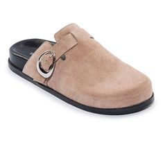 Step into effortless style and comfort with the Easton slip-on clog. Crafted with a unique buckle design and luxurious soft leather, this slide is perfect for any occasion, offering both sophistication and ease. From Bernardo. Chic Leather Footbed Clogs For Work, Elegant Spring Clogs With Buckle Closure, Modern Slide Clogs With Leather Footbed, Round Toe Mules With Buckle Closure For Work, Modern Mules With Buckle Closure And Flat Heel, Modern Leather Footbed Slide Clogs, Modern Spring Mules With Tang Buckle, Modern Mules With Tang Buckle And Round Toe, Modern Closed Toe Clogs With Buckle Closure