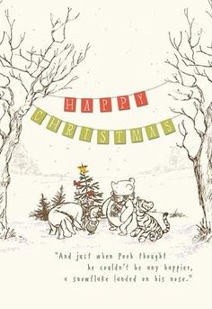 a christmas card with an image of winnie the pooh