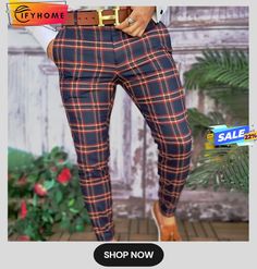 Men's Trousers Chinos Jogger Pants Pocket Straight Leg Print Lattice Comfort Outdoor Daily Going Out Fashion Streetwear Yellow Navy Blue Slim Fit Blue Bottoms For Fall, Blue Slim Fit Bottoms For Fall, Fitted Plaid Pants For Summer, Going Out Fashion, Chino Joggers, Pants Pocket, Fashion Streetwear, Mens Trousers, Jogger Pants