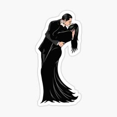 a man and woman in black dress dancing sticker on a white background with space for text