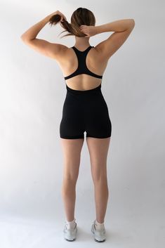 Mix Up Your Routine The Solo Playsuit is designed to take the classic sports bra and shorts combo even further. Developed to truly be the best of both worlds, you’ll find flexibility and comfort with every move. Strappy backside design highlights your back while providing full coverage in the front for a sleek silhouette. Soft touch fabric offers a 4-way stretch and quick drying features to alleviate moisture so it’ll feel like wearing a second skin. Functional Stretch Swimwear With Moderate Coverage, Compression Activewear With Built-in Bra And Short Length, Stretch T-back Swimwear For Training, Sports Bodysuit With Built-in Bra And Racerback, Sporty Unitard With Built-in Bra For Gym, Fitted Shorts With Built-in Padding, Workout Activewear With Built-in Bra, Short Length, Sports Bra With Padded Back, Sports Stretch Bra With Padded Back