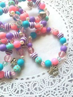 CHRISTMAS sale Tea party bracelet, kids beaded jewelry, kids birthday party, teapot charm. SET of TE Jewelry Kids, Garden Tea Party, Oil Diffuser Bracelet, Sister Jewelry, Tea Party Garden, Bubblegum Beads, Diffuser Bracelets, Charm Set, Organza Bags