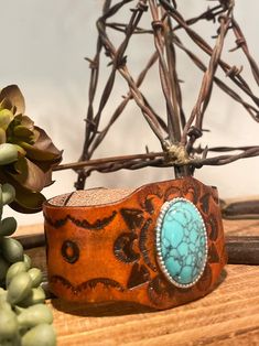 The Western Cuff Made From Faux Leather Turquoise Brass Clip Turquoise Leather Bohemian Cuff Bracelet, Bohemian Turquoise Leather Cuff Bracelet, Adjustable Blue Leather Cuff Bracelet, Handmade Turquoise Leather Cuff Bracelet, Turquoise Hand Tooled Leather Cuff Bracelet, Turquoise Leather Cuff Bracelet Hand Tooled, Faux Leather, Cuff, Turquoise