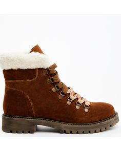 Cleo + Wolf Women's Fashion Hiker Boots, Brown Brown Lace-up Boots For Winter, Lace-up Winter Boots With Suede Lining, Casual Suede Lace-up Boots For Winter, Brown Suede Lace-up Hiking Boots, Rugged Suede Lace-up Boots For Fall, Brown Suede Lace-up Combat Boots, Winter Leather Combat Boots With Laces, Rugged Suede Combat Boots For Fall, Brown Lace-up Boots With Suede Lining For Winter