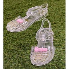 Comes As Pictured Brand New With Tags (Ships Without Box) Women's Size 8 Trendy Clear Sandals With Round Toe, Trendy Clear Round Toe Sandals, Fun Plastic Sandals For Summer, Cute Open Toe Jelly Sandals, White Round Toe Jelly Sandals, Trendy White Jelly Sandals With Flat Heel, Trendy Plastic Sandals With Round Toe, Trendy White Flat Heel Jelly Sandals, White Open Toe Jelly Sandals