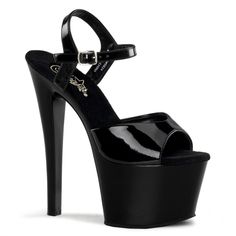 Pleaser Sky-309 Black Patent 7" Spike Heel, 2 3/4" Platform Peep Toe Sandal Brand New In Box Multiple Sizes Available Perfect For Goth Fashion, Alternative Footwear, Dolls Kill Shoes, Pin Up, Hot Topic Lovers, Or Even A Festival Set Or Rave Outfit If You Can Handle The Height #Nwt #Alt #Dark #Womens #Summer #Emo #Punk #Y2k #Grunge, Gothic 7 Inch Heels, Couple Shoes, Pleaser Shoes, Light Up Shoes, Black Platform Heels, Platform Stilettos, Spike Heels, Thigh High Boots, Platform Shoes