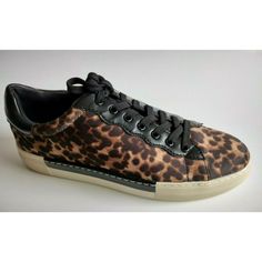 Brand New Vince Camuto Size 8.5 Canvas Fabric Leopard Print Sneaker Shoes Leopard Print Leather Sporty Sneakers, Leopard Print Leather Low-top Sneakers, Leather Low-top Leopard Print Sneakers, Brown Synthetic Sneakers With Round Toe, Medium Width Leather Lace-up Sneakers, Trendy Brown Leather Sneakers, Black Flat Sneakers For Fall, Leopard Print Sneakers With Rubber Sole, Leopard Print Sneakers With Round Toe And Rubber Sole