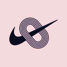 a black and white nike logo on a pink background with the letter s in the middle