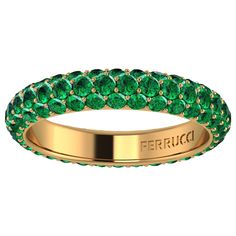 FERRUCCI green emerald eternity ring, an approximate total carat weight of 2.20 carat, hand made in New York City with the best Italian craftsmanship, conceived in 18k yellow gold. Classic, sophisticated, gorgeous look, everlasting in time style This is a Ring size 6 we offer the complimentary option to customize the size upon order. Emerald Eternity Ring, Retro Band, Emerald Band, Inexpensive Jewelry, Eternity Ring Gold, Modern Gold Jewelry, Pave Diamond Band, Gold For Sale, Pave Diamond Ring