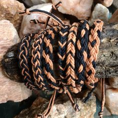 1 Braided Hemp Anklet or Bracelet in Black and Cappuccino Copper Geometric pattern choices Braided to the measurement of the size choice. 2 additional inches of loose cord left at each end for opening & size adjustment. finished with a SLIDING KNOT = Loose cord ends are brought together & a square knot is tied around them. You will be able to slide the ends through the knot to tighten or loosen the bracelet for on & off wear. Rather have it TIE-ON = ends left loose to tie it on, just My Intent Bracelet, Hemp Anklet, Hippie Crafts, Cute Friendship Bracelets, Casual Bracelets, Hemp Bracelet, Hemp Jewelry, Hemp Bracelets, Cowgirl Jewelry