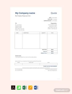 an invoice form with the words'my company name '