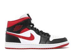 Air Jordan 1 Mid 'Black Gym Red' - Air Jordan - 554724 122 - white/gym red/black | Flight Club Jordan 1 Mid Black, Air Jordan 1 Mid Black, Jordan 1 Mid White, Red Jordans, Basket Style, Black Jordans, Nike Models, Jordan Red, Red Nike