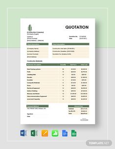 an invoice form with the words'quoteation'on it