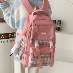 Kylethomasw Lattice College Kawaii Backpack Girl Cute Travel Backpack Trendy Cool Women School Bag Fashion Female Laptop Student Kids BagsDetails ShowAngle Show College Bags For Girls, Cute Backpacks For Traveling, Black Rucksack, Cool Women, Big Backpacks, Kawaii Backpack, Cute Wallets, Bags For Teens, Women Crossbody Bag